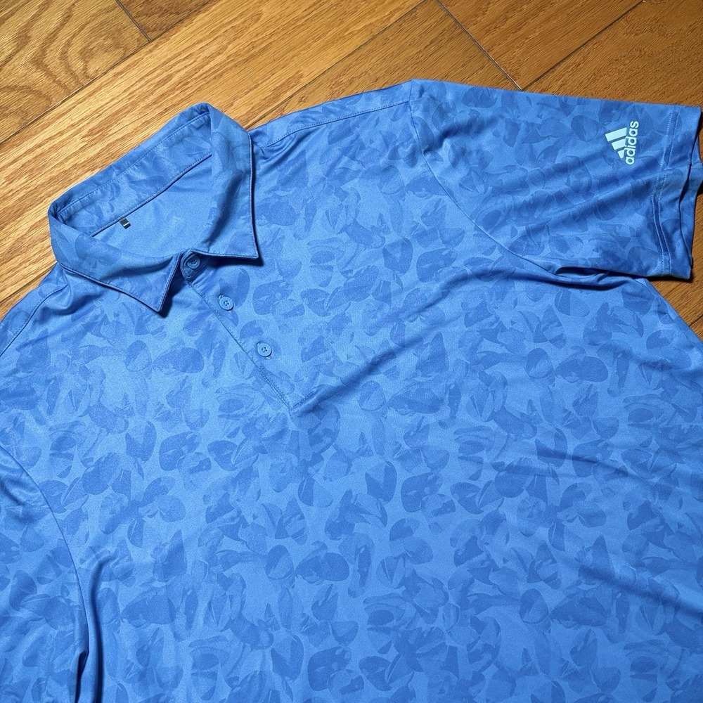 Adidas Men's L Prisma Pulse Blue Short Sleeve Polo Golf Shirt Performance